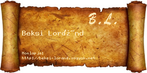 Beksi Loránd névjegykártya